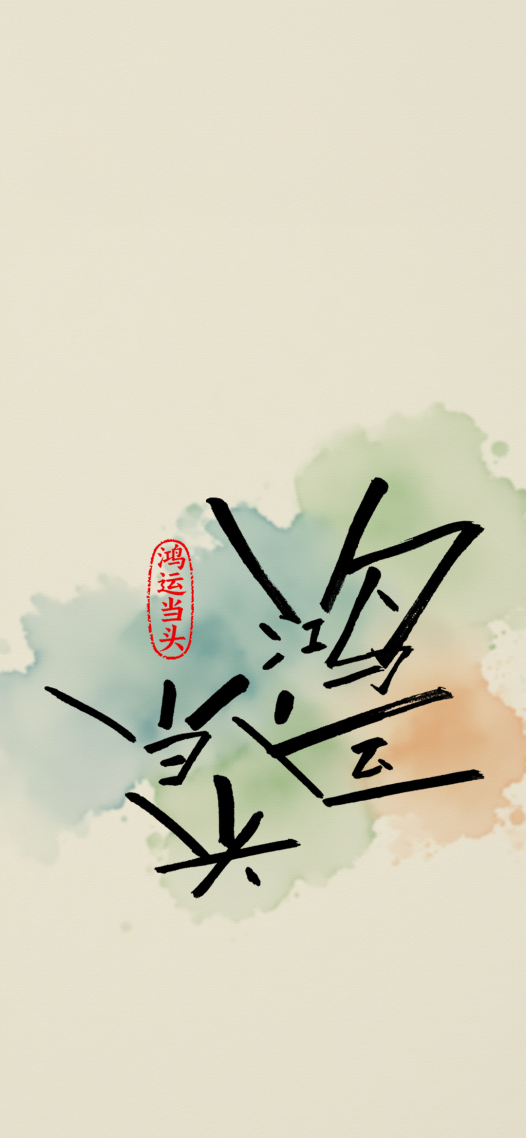 手写字鸿运当头