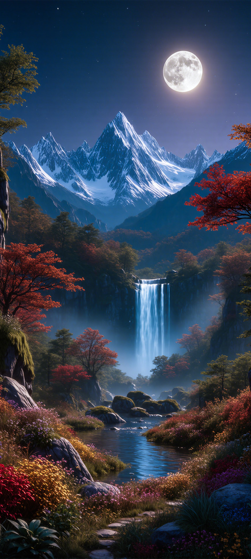 月瀑秋山幻夜